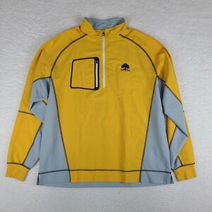 Foot Joy Sweater Mens Large Gray Yellow Quarter Zip Performance FJ Tech Golf‎ *